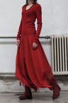 Marc Le Bihan Fake Two-piece Dress Series Three-layer Gauze Silk Skin-friendly Hand-made Plant Dyeing Daily MLB-2832-HONG Red